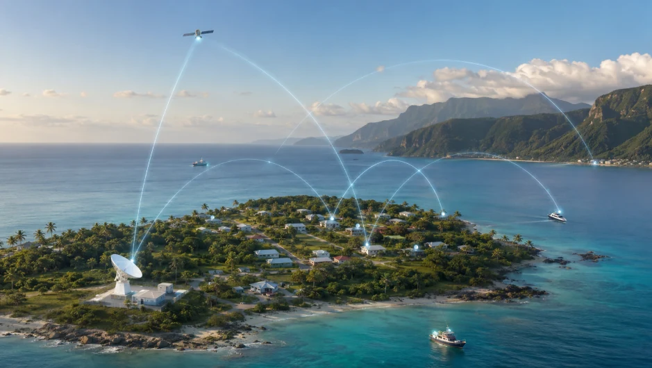 Satellite connectivity serving island communities, vessels and maritime areas